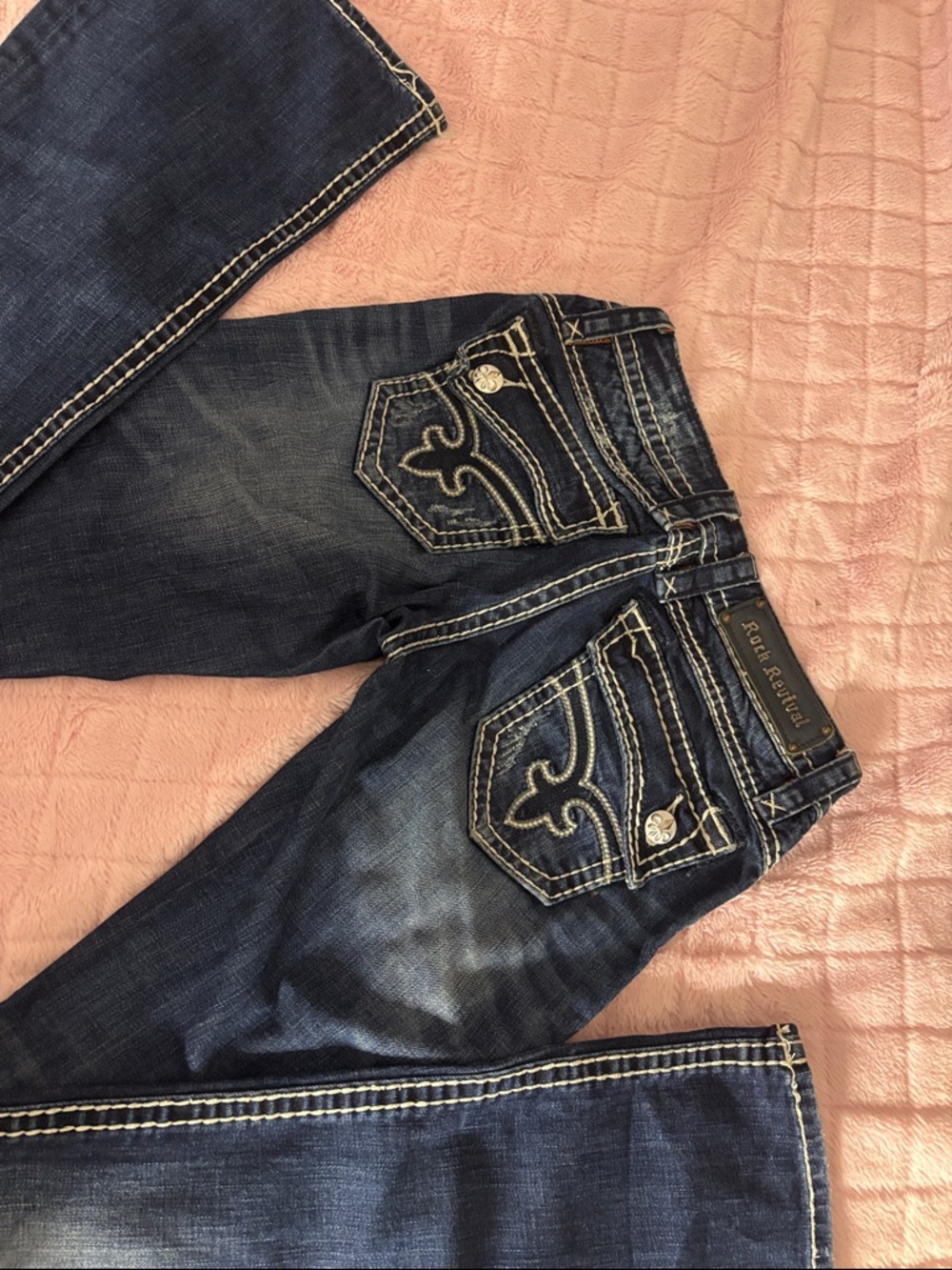 Rock Revival Women's Dark Indigo Boot Cut Jeans with Contrast Stitching